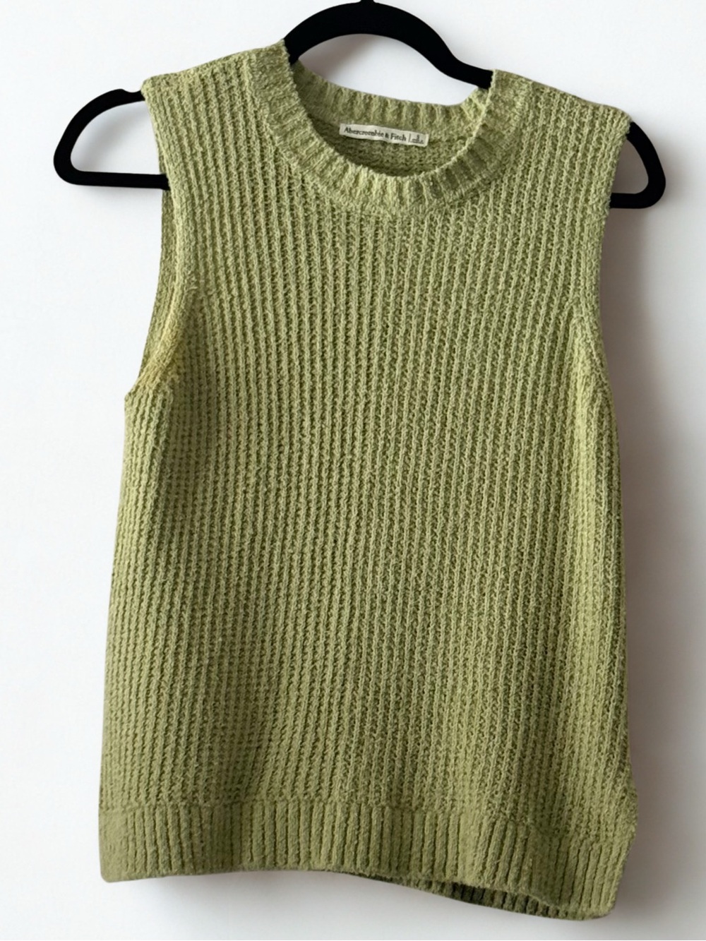 Abercrombie & Fitch Womens Rib-Knit Sweater Vest Green Crew Neck Small S